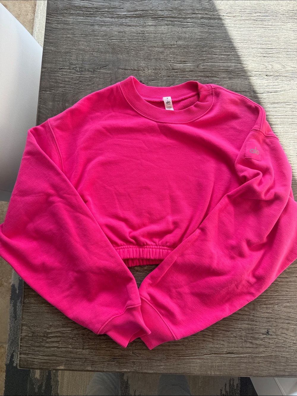 ALO Yoga Hot Pink Cropped Crew Sweatshirt